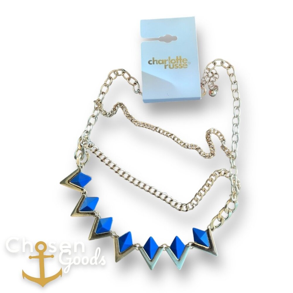 Charlotte Russe Blue Stone Layered Geometric Shaped Necklace Cleopatra Choker